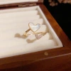 Sweet, cute, high-end, light luxury shell heart-shaped opening ring, a unique, fashionable and trendy, cold style jewelry for women Specification image